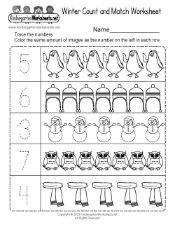 Winter Count and Match Worksheet