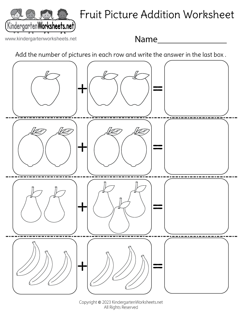 basic addition worksheet free kindergarten math