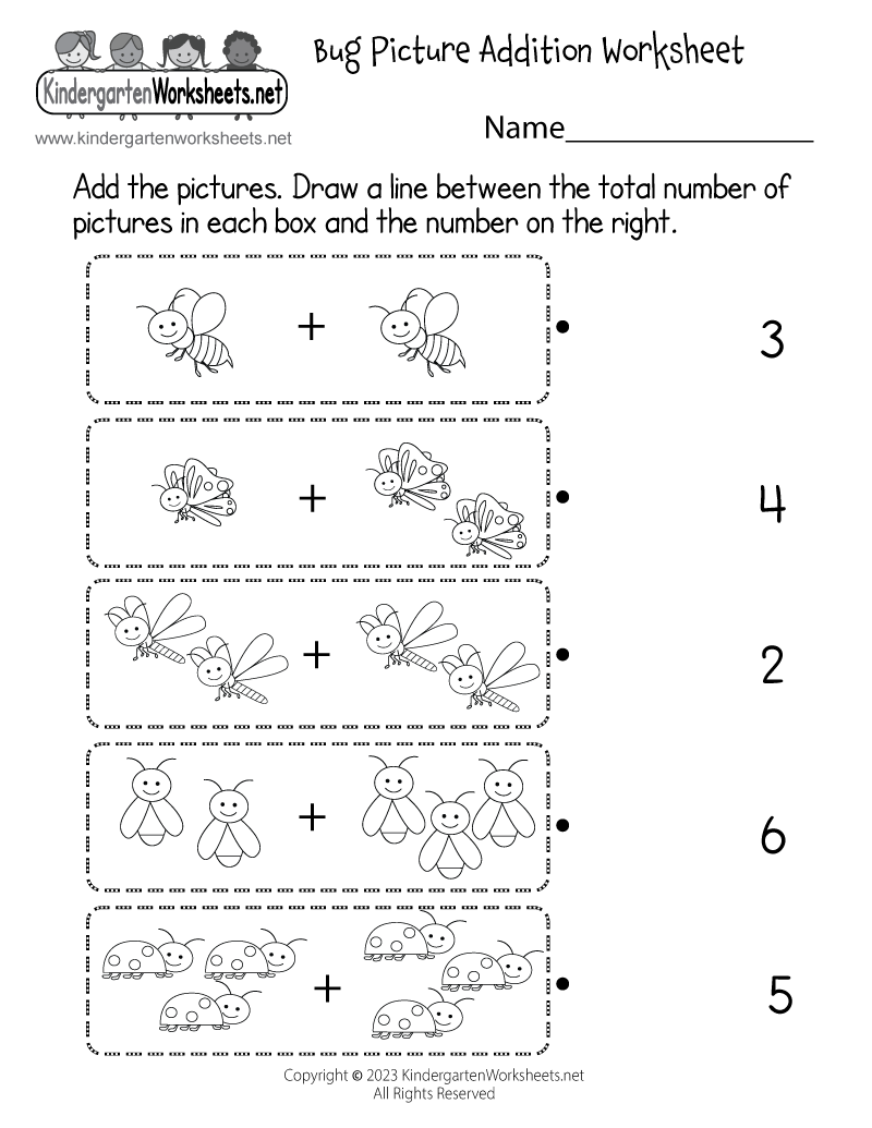 Free Printable Early Years Addition Worksheet For Kindergarten
