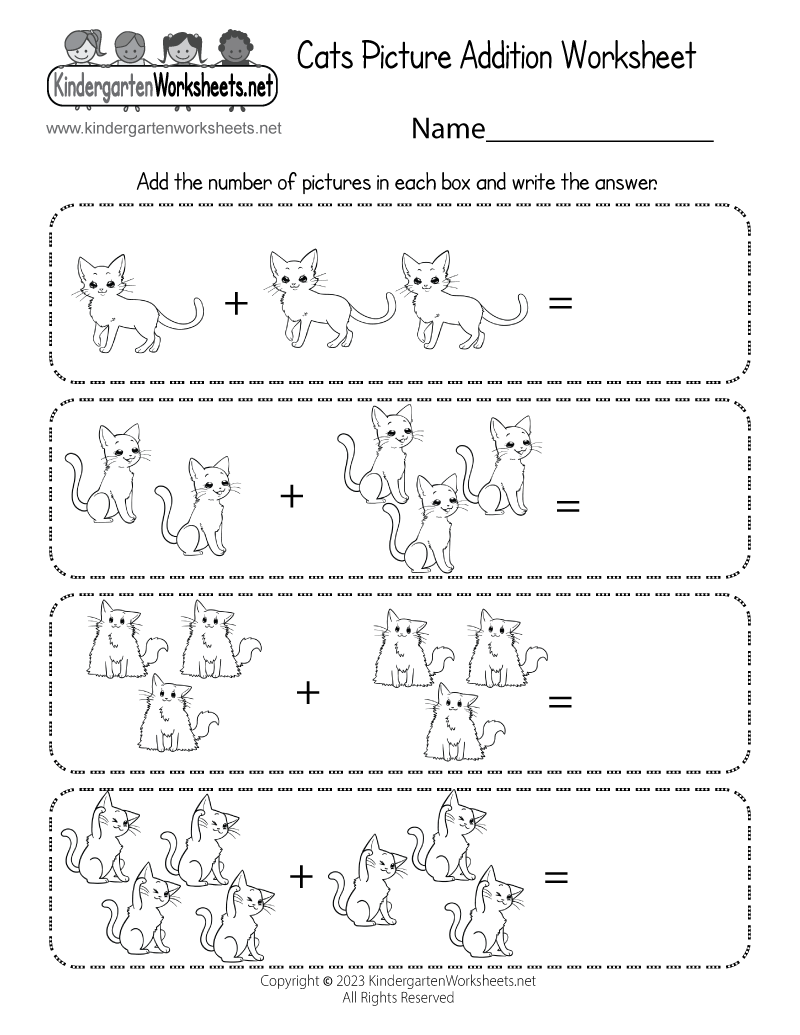 image addition worksheet printable - Kindergarten Math Worksheets Addition