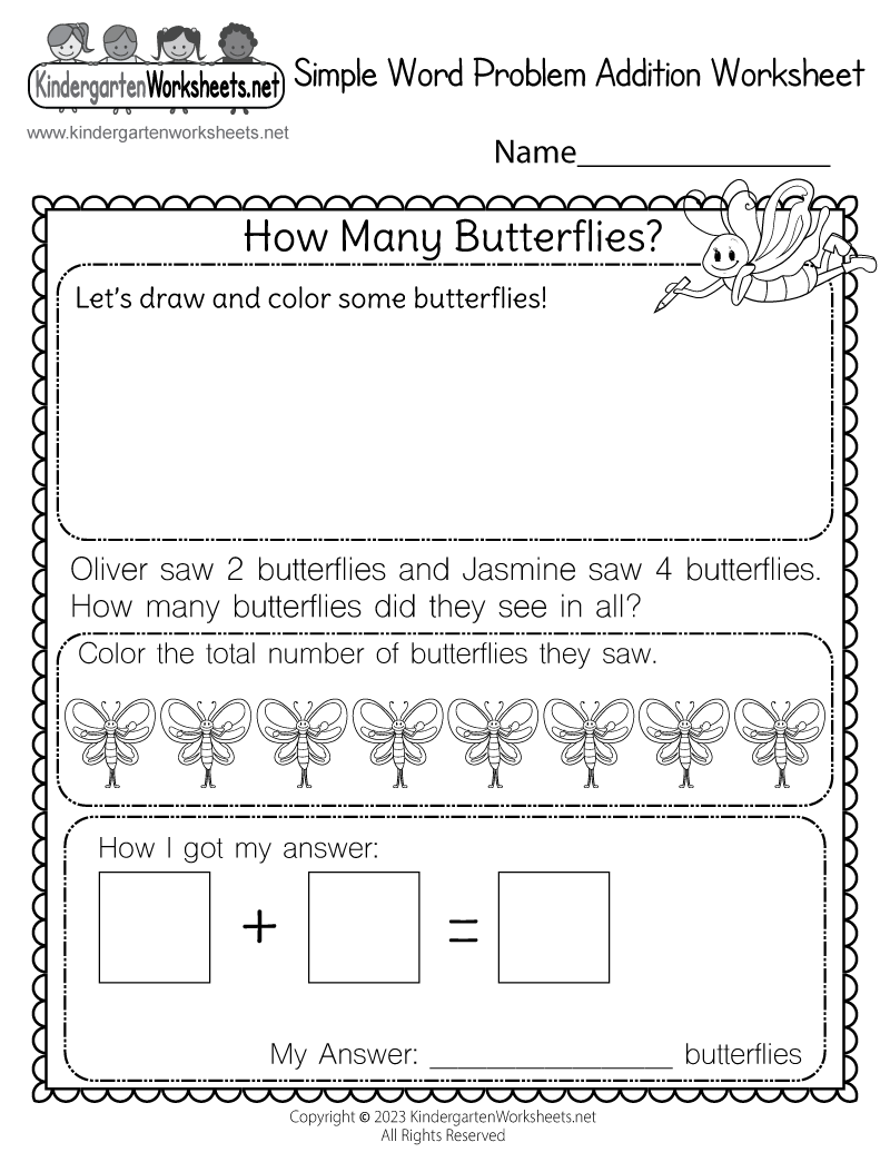 Simple Addition Worksheet Free Kindergarten Math Worksheet For Kids