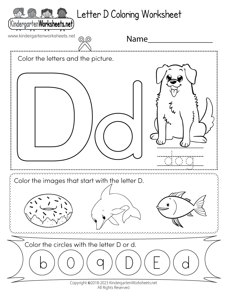 Letter D Coloring Worksheet Free Kindergarten English Worksheet For Kids