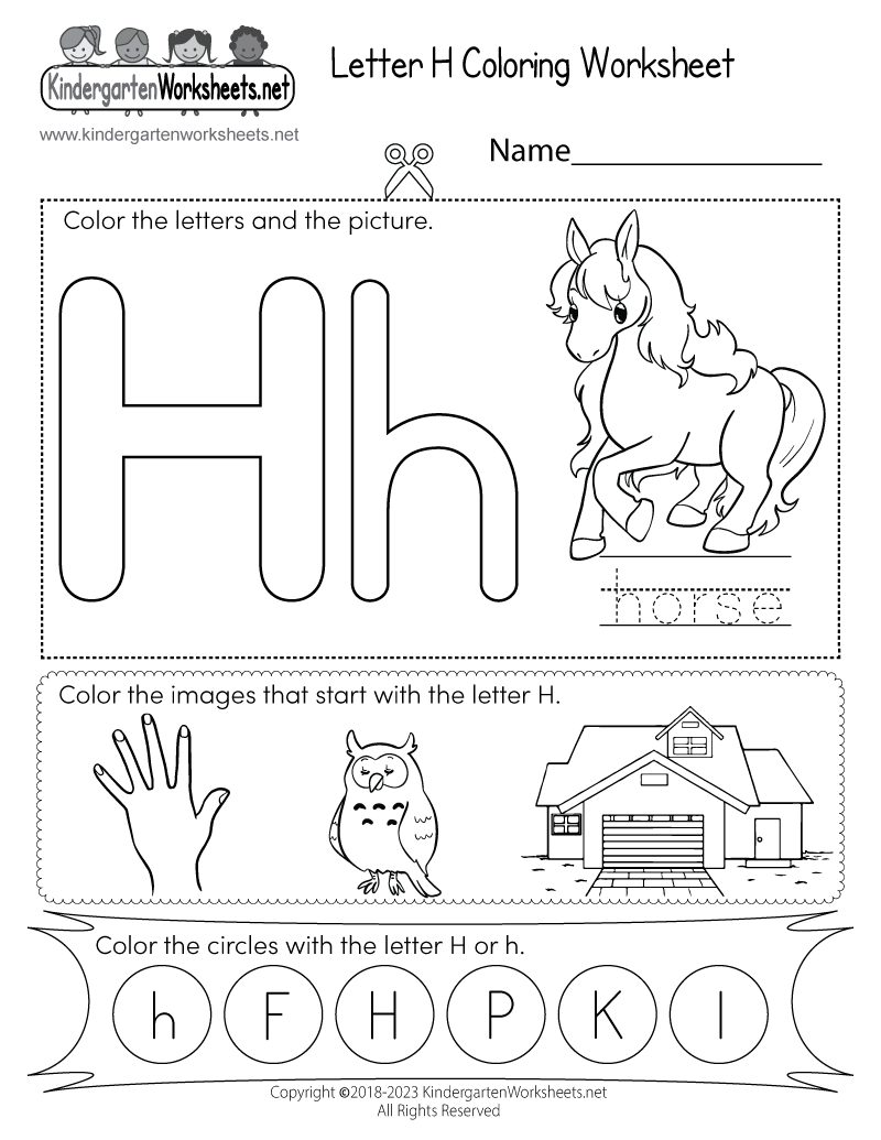 Free Printable Worksheets Letter H