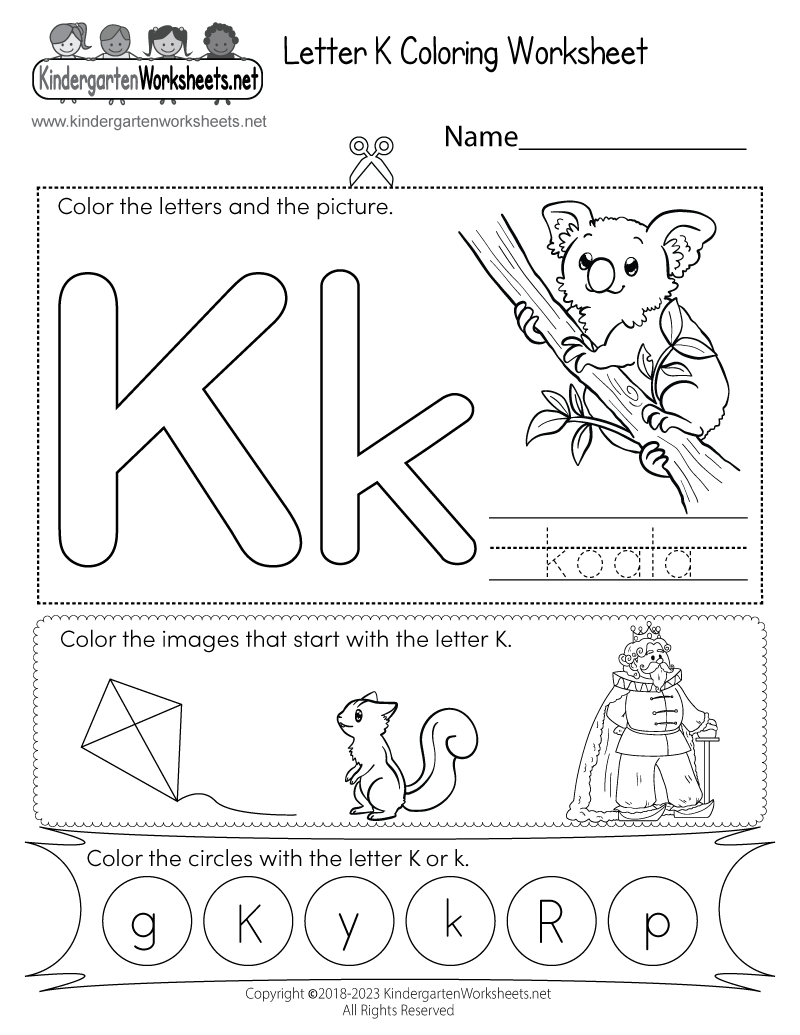 Letter K Coloring Worksheet Free Kindergarten English Worksheet For Kids