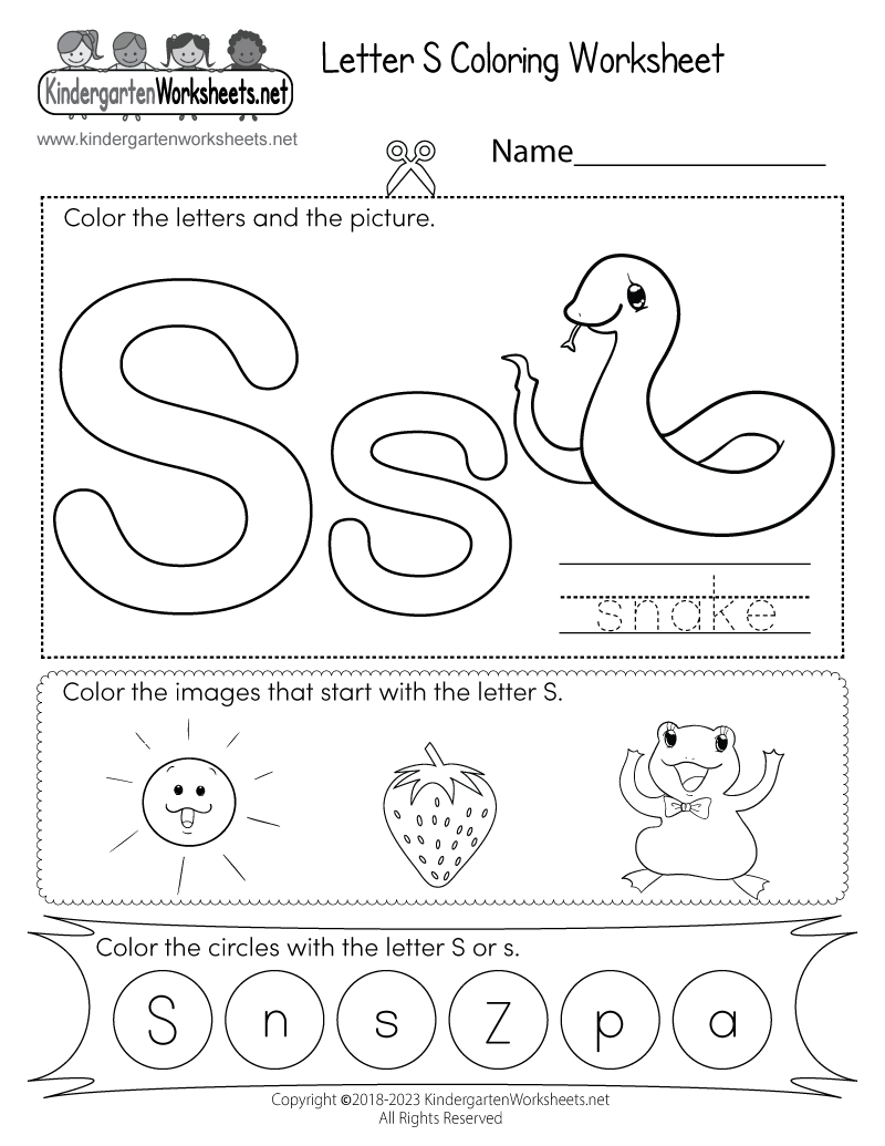 Free Printable Worksheet Letter S