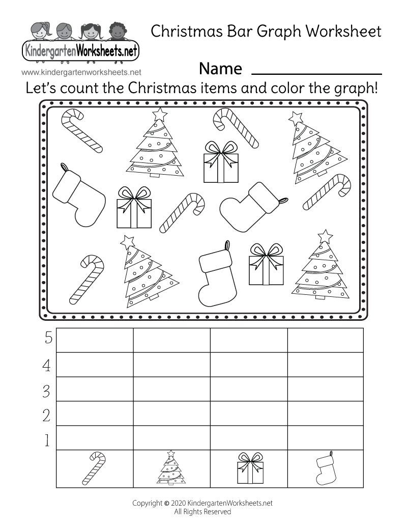 Kindergarten Christmas Bar Graph Worksheet Printable