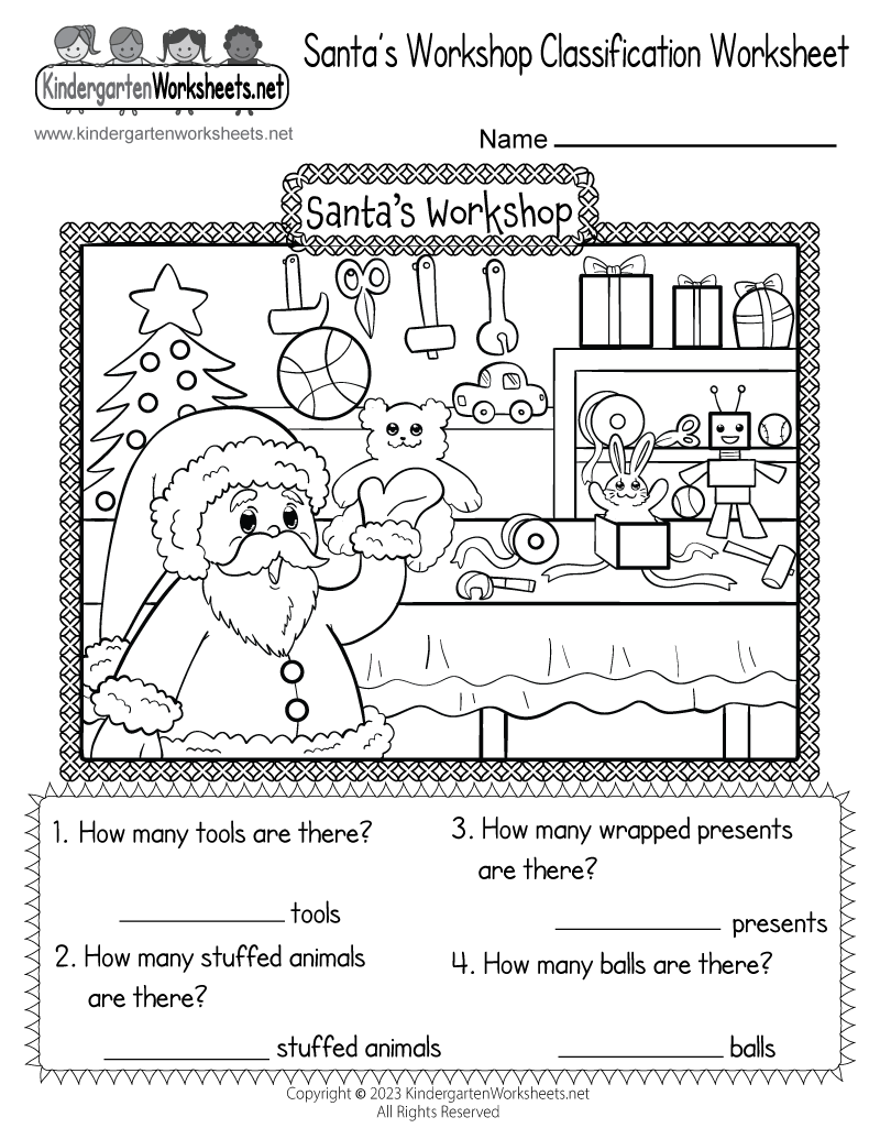 Free Printable Christmas Classification Worksheet for Kindergarten