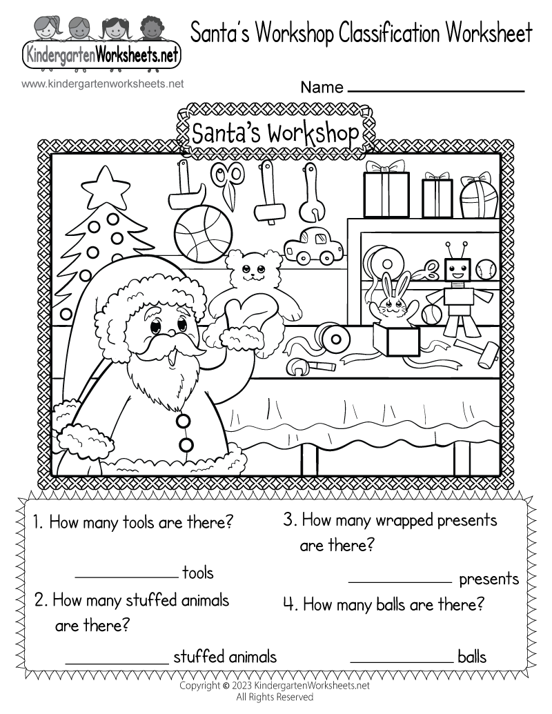 Christmas Classification Worksheet Free Kindergarten Holiday 