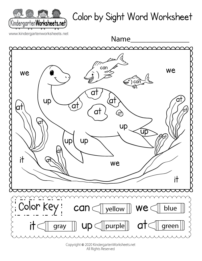 Color by Sight Word Worksheet for Kindergarten   Free Printable ...