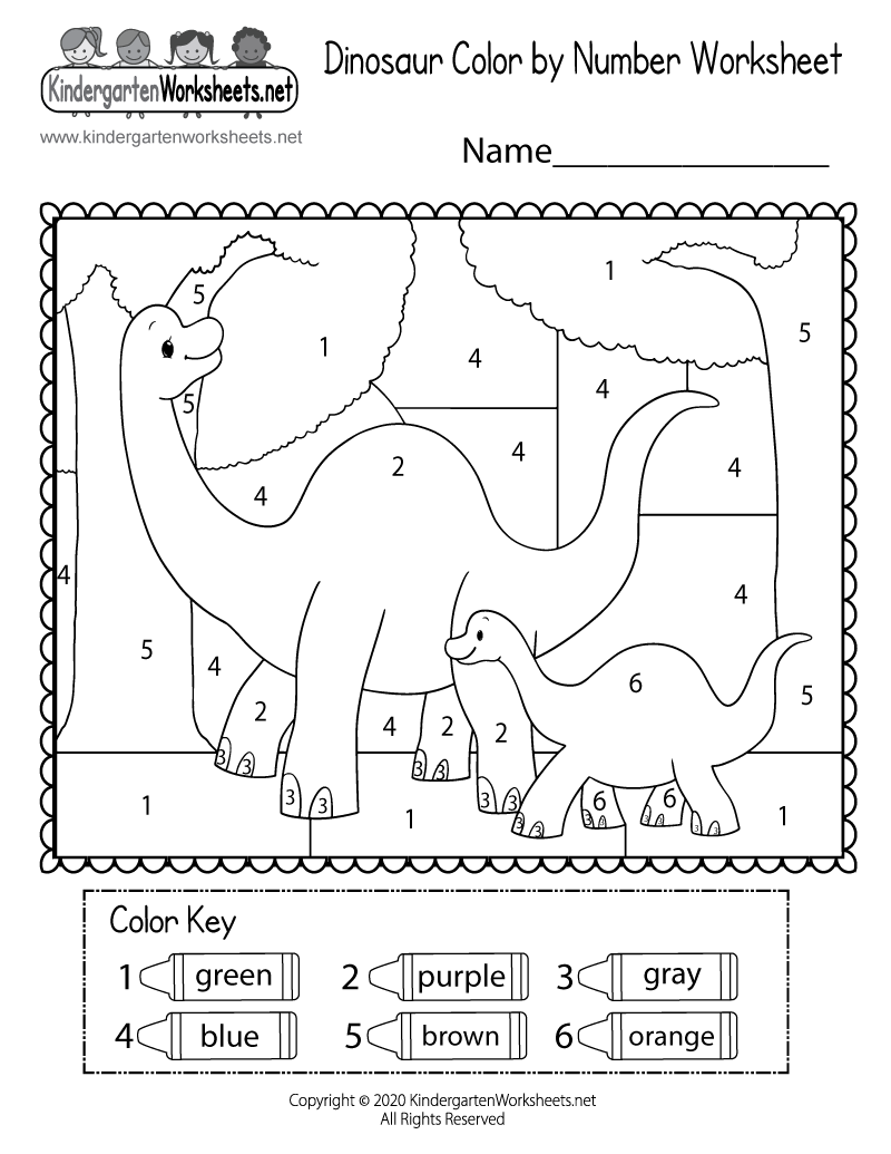 Fun Kindergarten Dinosaur Numbers Worksheets