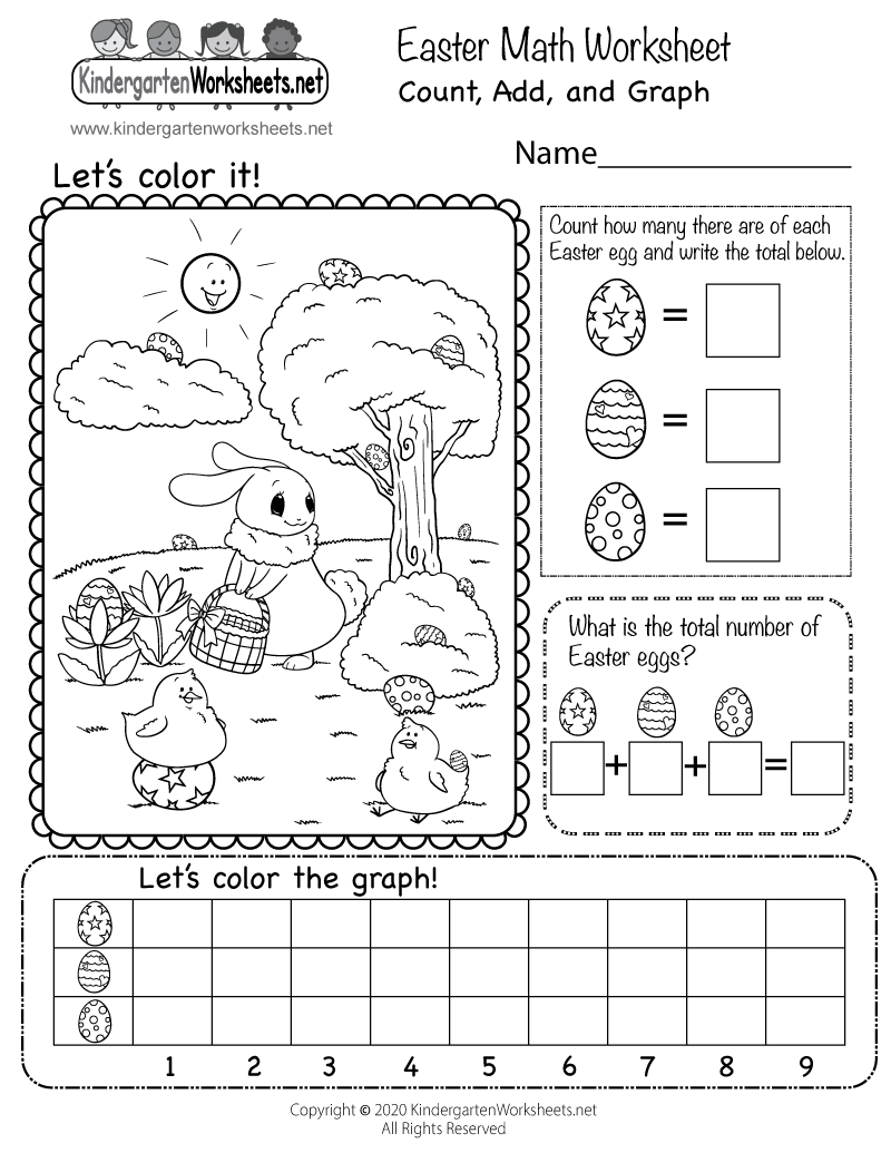 Kindergarten Easter Math Worksheet Printable