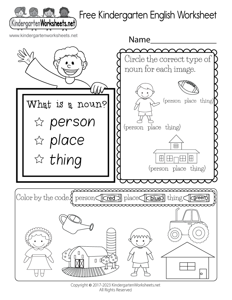 Free Pdf Printable Kindergarten English Worksheet Kindergarten 