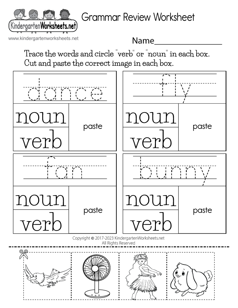 Grammar Review Worksheet Free Kindergarten English Worksheet For Kids