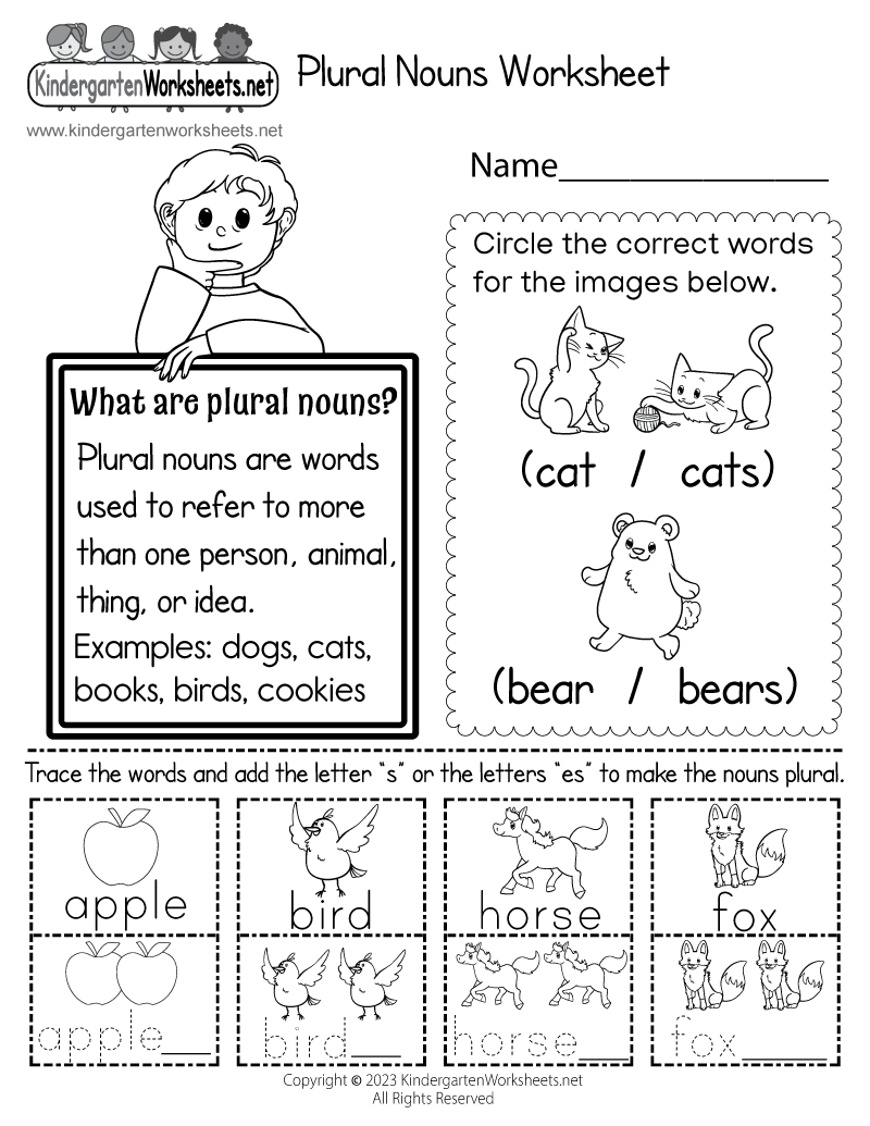 Free Printable Grammar Worksheet For Kids For Kindergarten