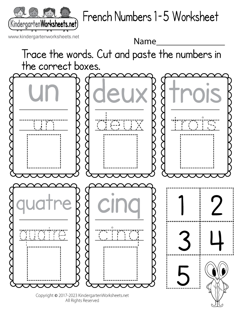 Free Printable French Numbers Worksheet For Kindergarten