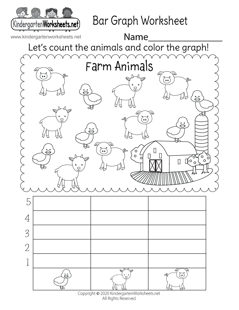 farm animals bar graph worksheet for kindergarten free printable digital pdf