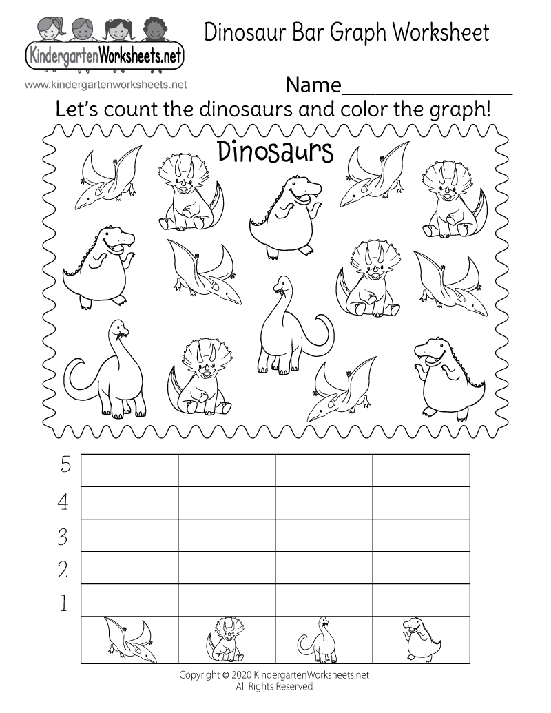 Kindergarten Dinosaur Bar Graph Worksheet Printable