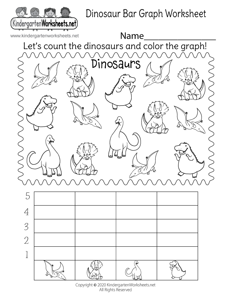 dinosaur bar graph worksheet for kindergarten free