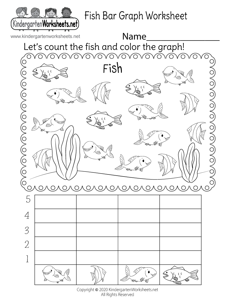 Kindergarten Fish Bar Graph Worksheet Printable