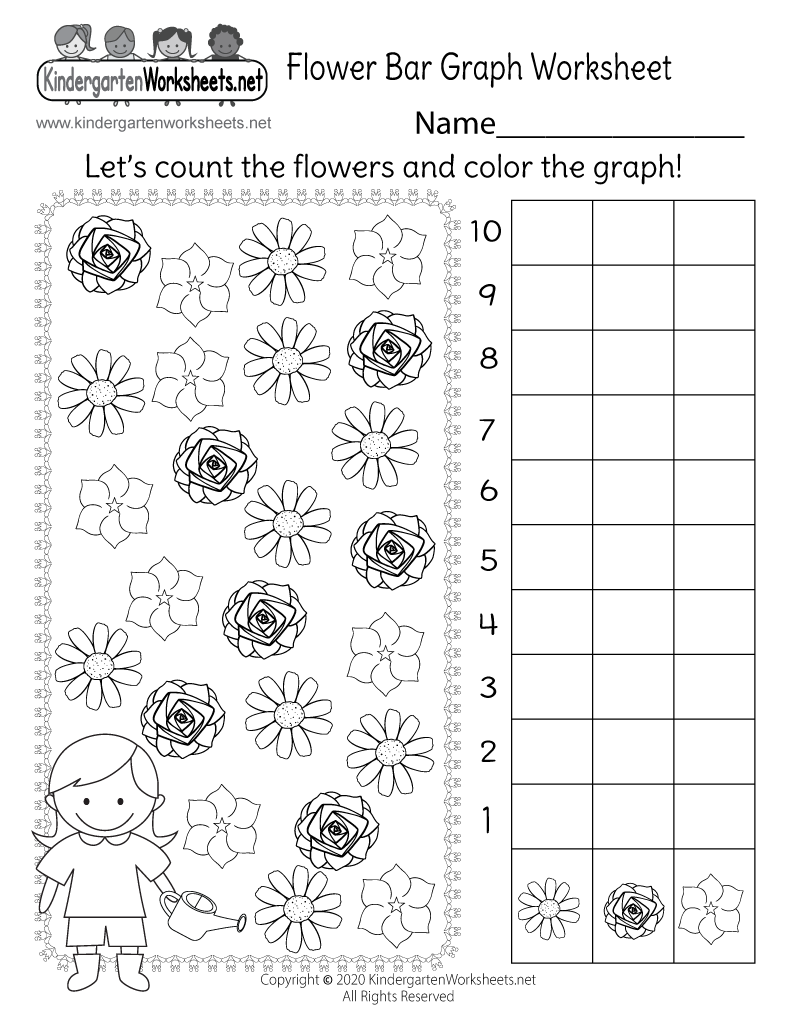 Kindergarten Flower Bar Graph Worksheet Printable