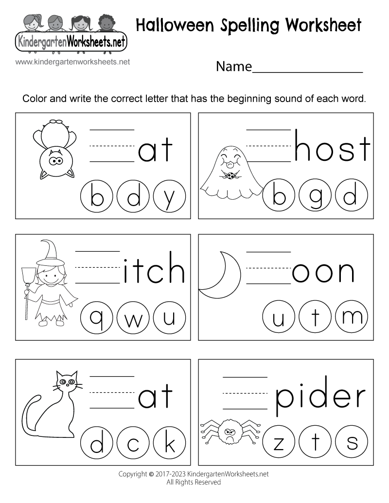 halloween spelling worksheet free kindergarten holiday worksheet for kids