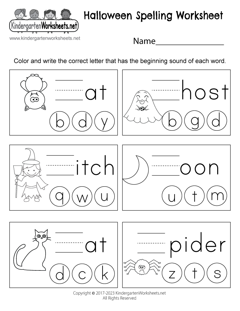 Spelling Worksheets For Kids