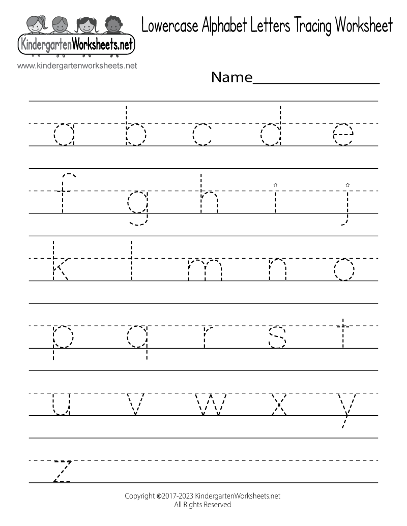 Kindergarten Lowercase Alphabet Letters Tracing Worksheet Printable