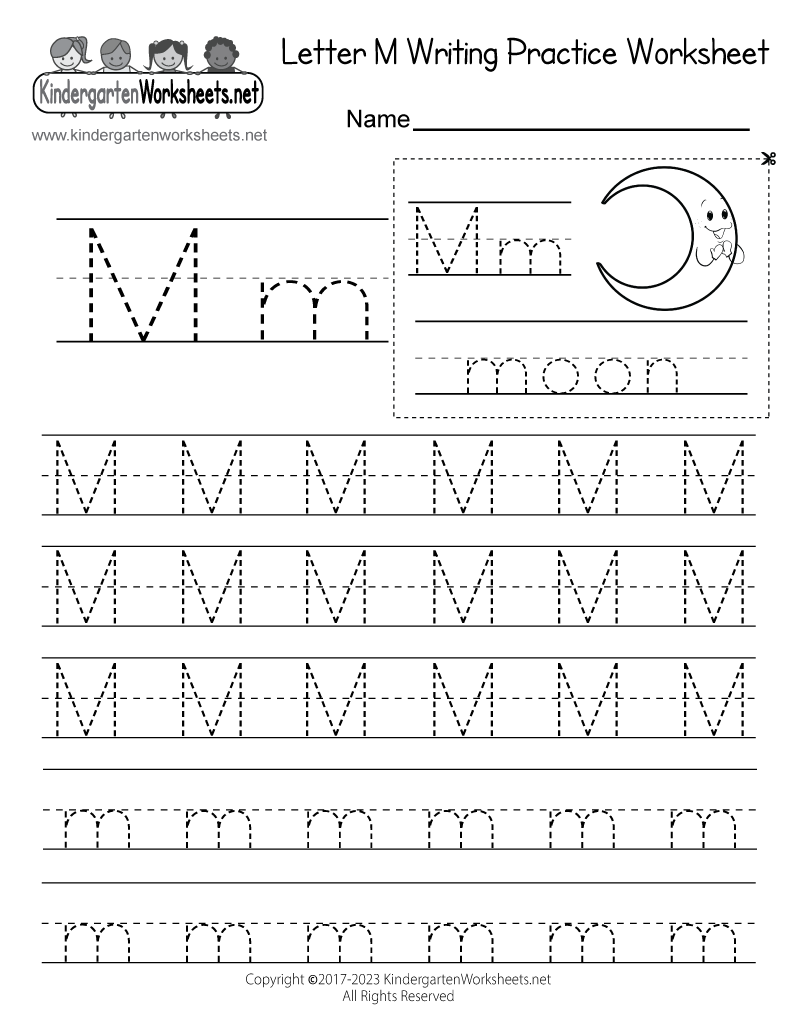 Kindergarten Letter M Writing Practice Worksheet Printable