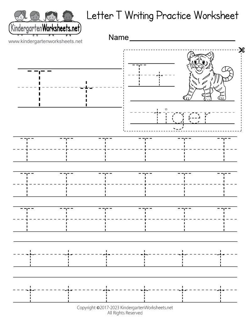 Free Printable Letter T Writing Practice Worksheet