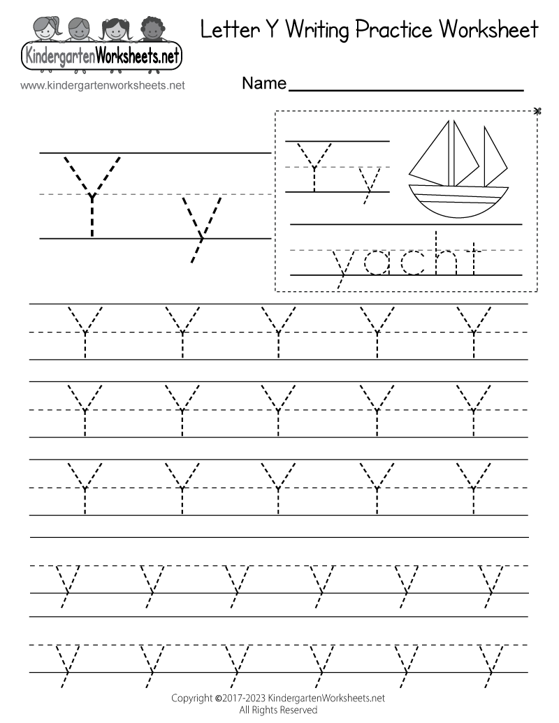 letter y writing practice worksheet free kindergarten english worksheet for kids