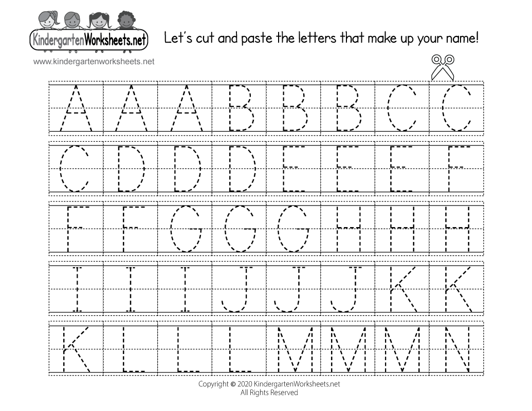 Kindergarten Traceable Uppercase Letters A to N Worksheet Printable