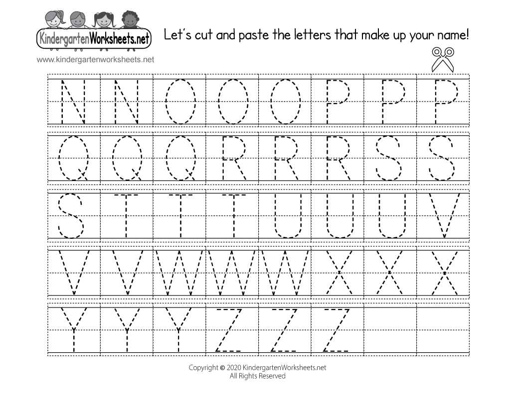 Kindergarten Traceable Uppercase Letters N to Z Worksheet Printable