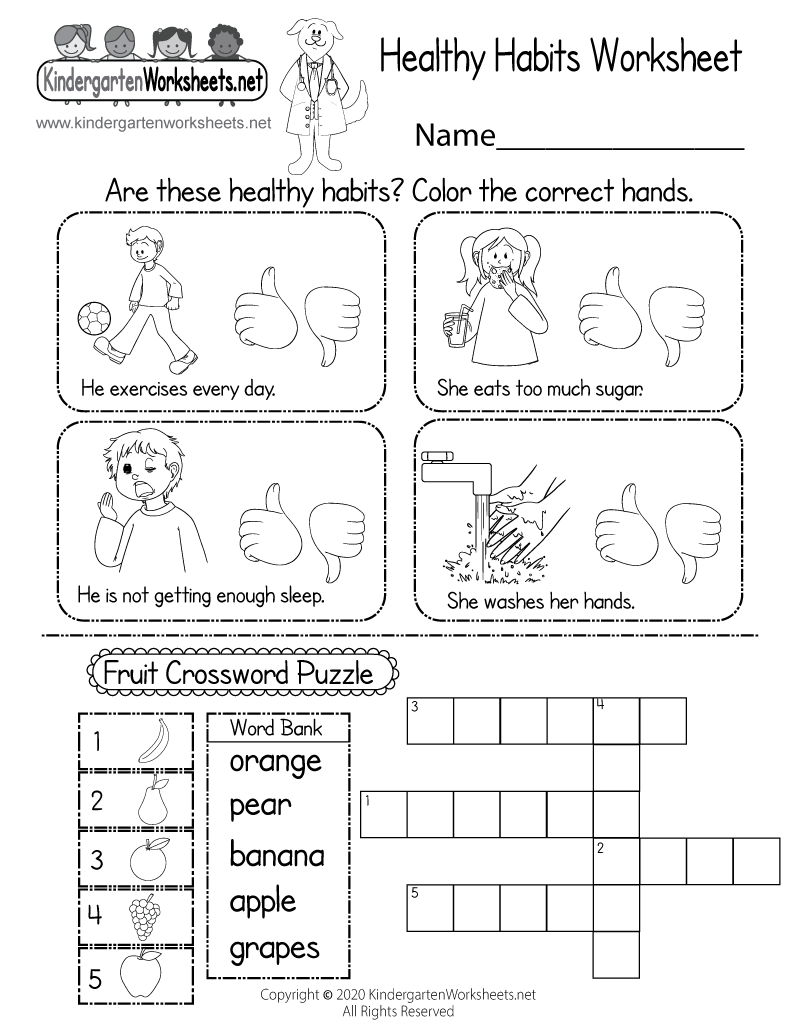 Healthy Habits Worksheet Free Printable Digital PDF