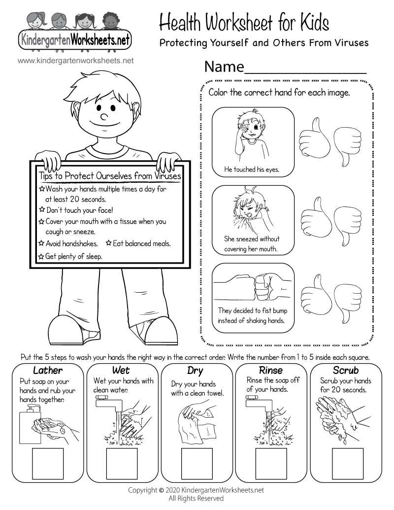 Kindergarten Health Worksheet Printable