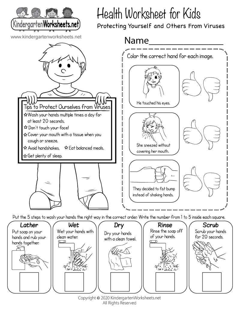 Free Printable Health Worksheets For Kindergarten