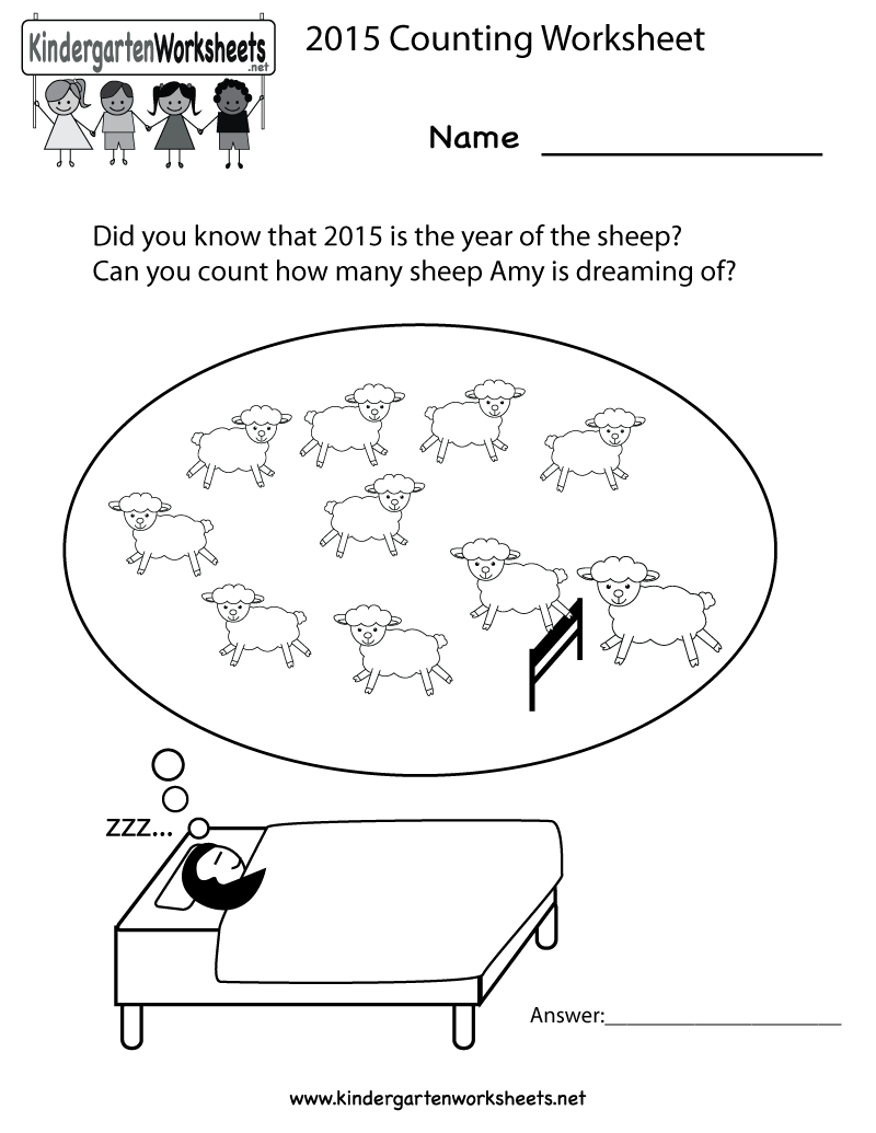 Kindergarten Sheep Counting Worksheet Printable