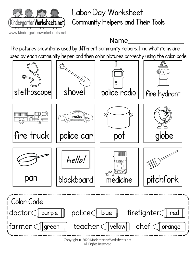 Free Printable Labor Day Worksheets For Kindergarten