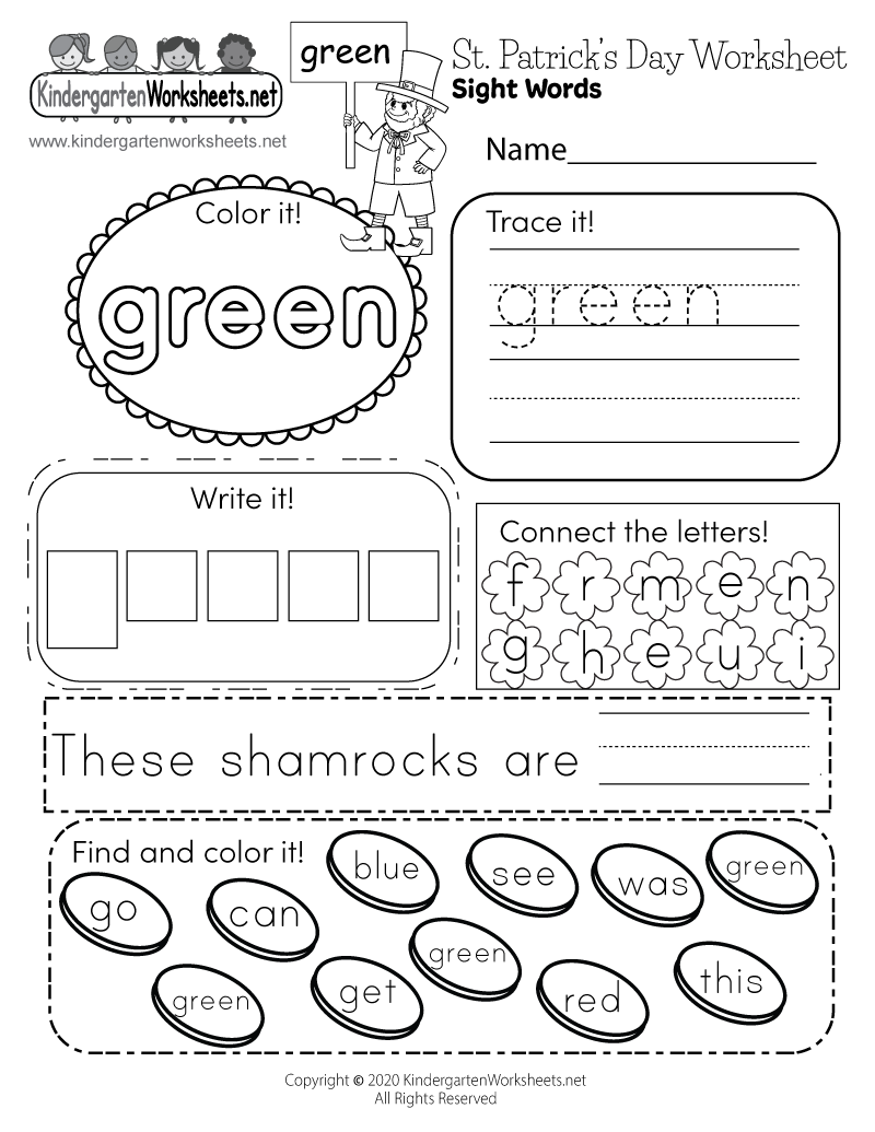 Free Printable St Patrick s Day Worksheet For Kindergarten