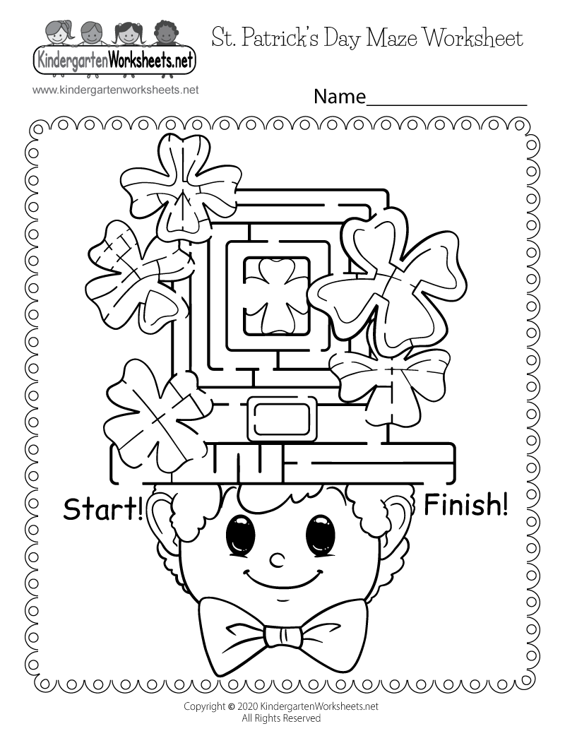Free Printable St Patrick s Day Maze Worksheet For Kindergarten