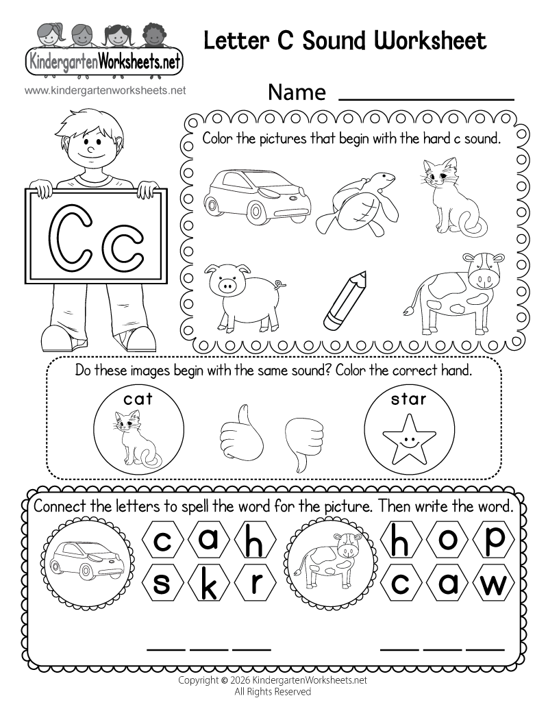 Kindergarten Letter C Sound Worksheet Printable