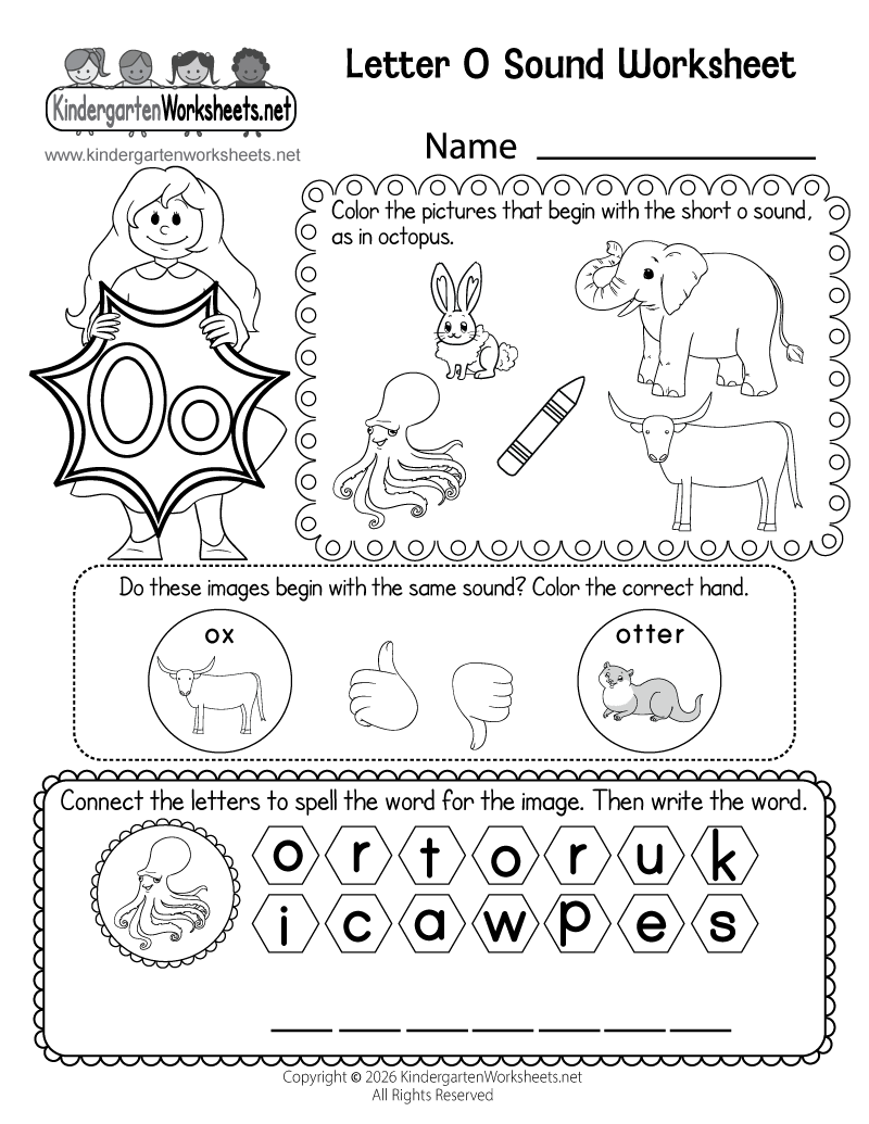 Kindergarten Letter O Sound Worksheet Printable