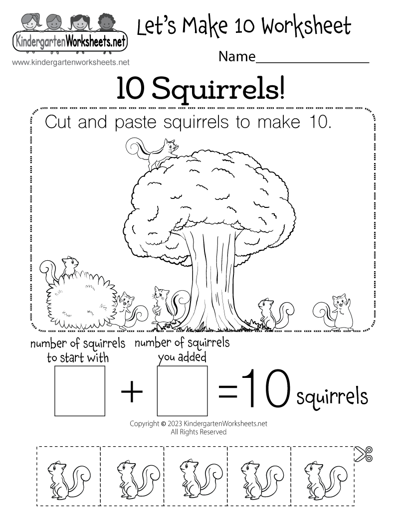 Making 10 Activity Worksheet - Free Kindergarten Math Worksheet For Kids