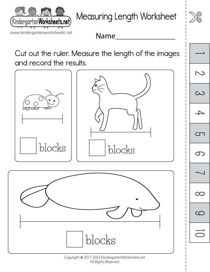 Kindergarten Measuring Length Worksheet Printable