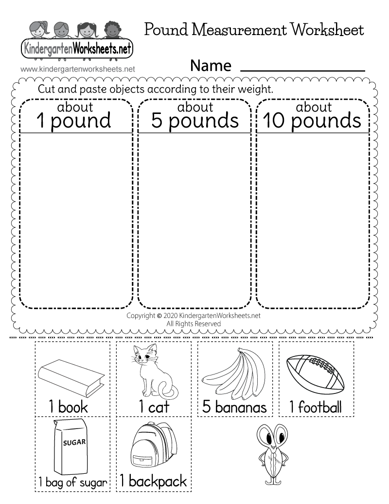 Kindergarten Pound Measurement Worksheet Printable