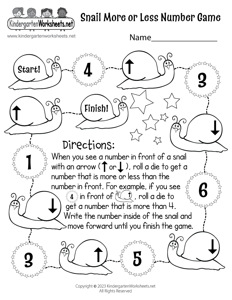 Kindergarten More or Less Number Worksheet Printable