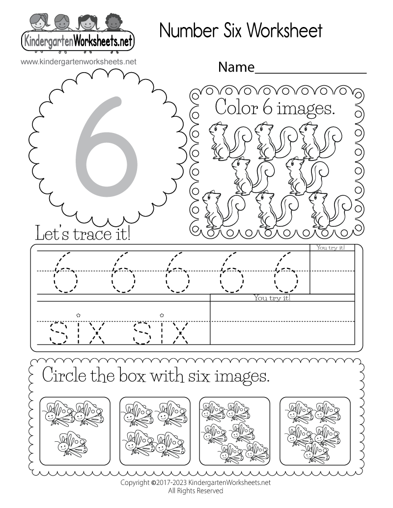 number six worksheet free printable digital pdf