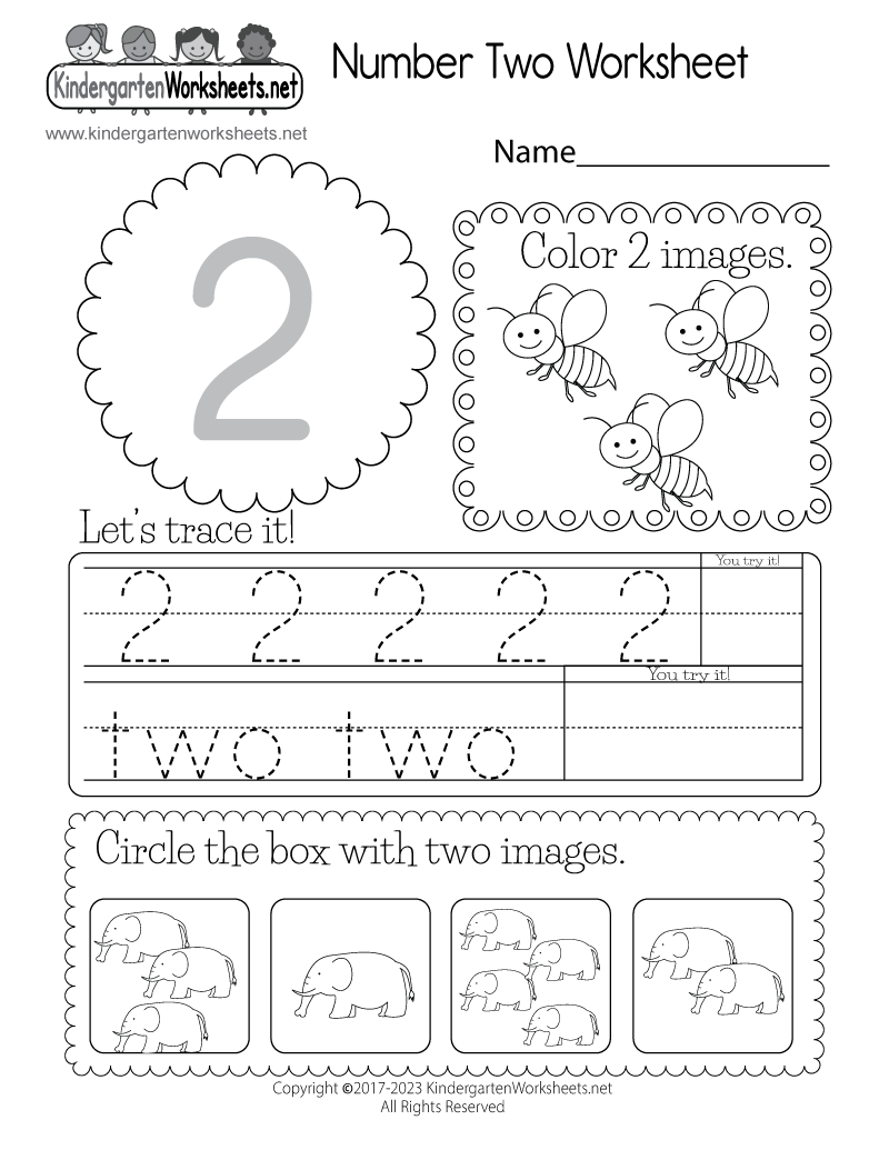 Free Printable Number Two Worksheet