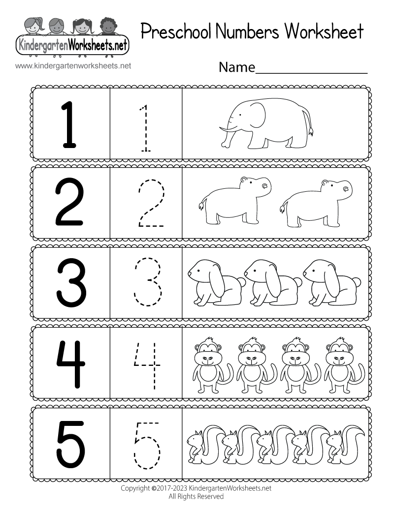 Free Printable Preschool Worksheet Using Numbers For Kindergarten