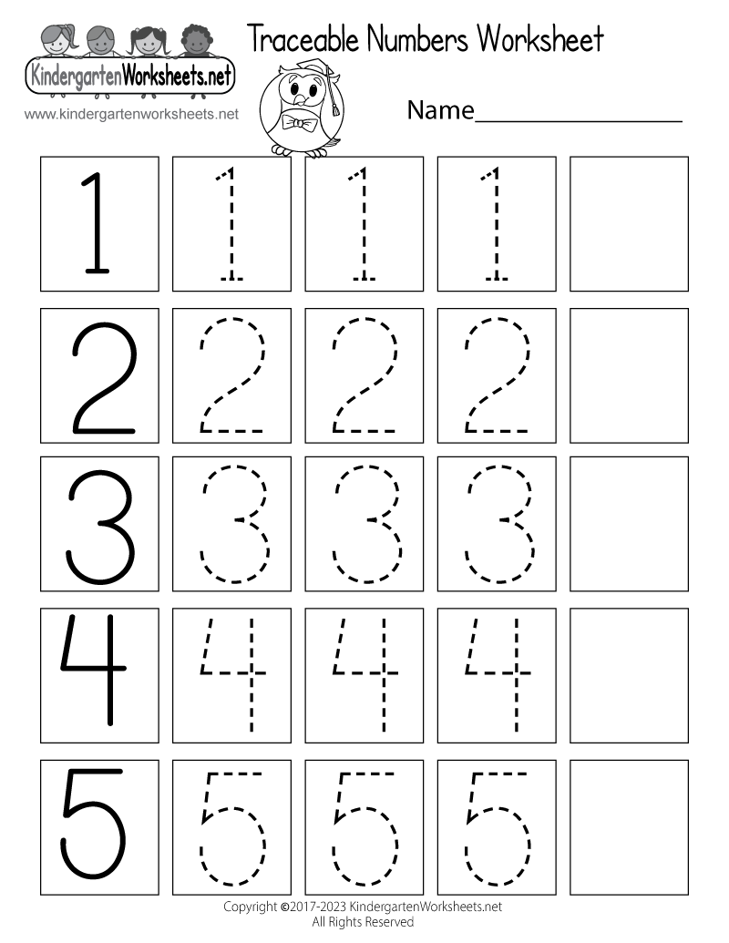 Free Printable Traceable Numbers Worksheet For Kindergarten