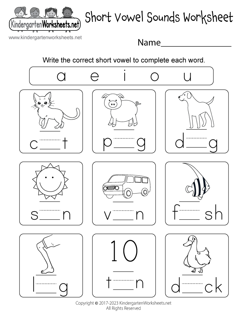 Free Printable Short Vowel Sounds Worksheet